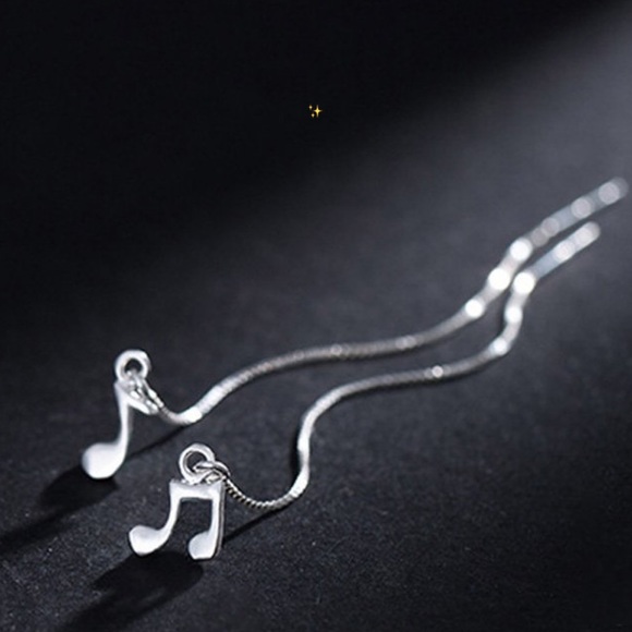 3-$15 Trendy Music Notes Chain Threader Dangle Earrings - Picture 2 of 3